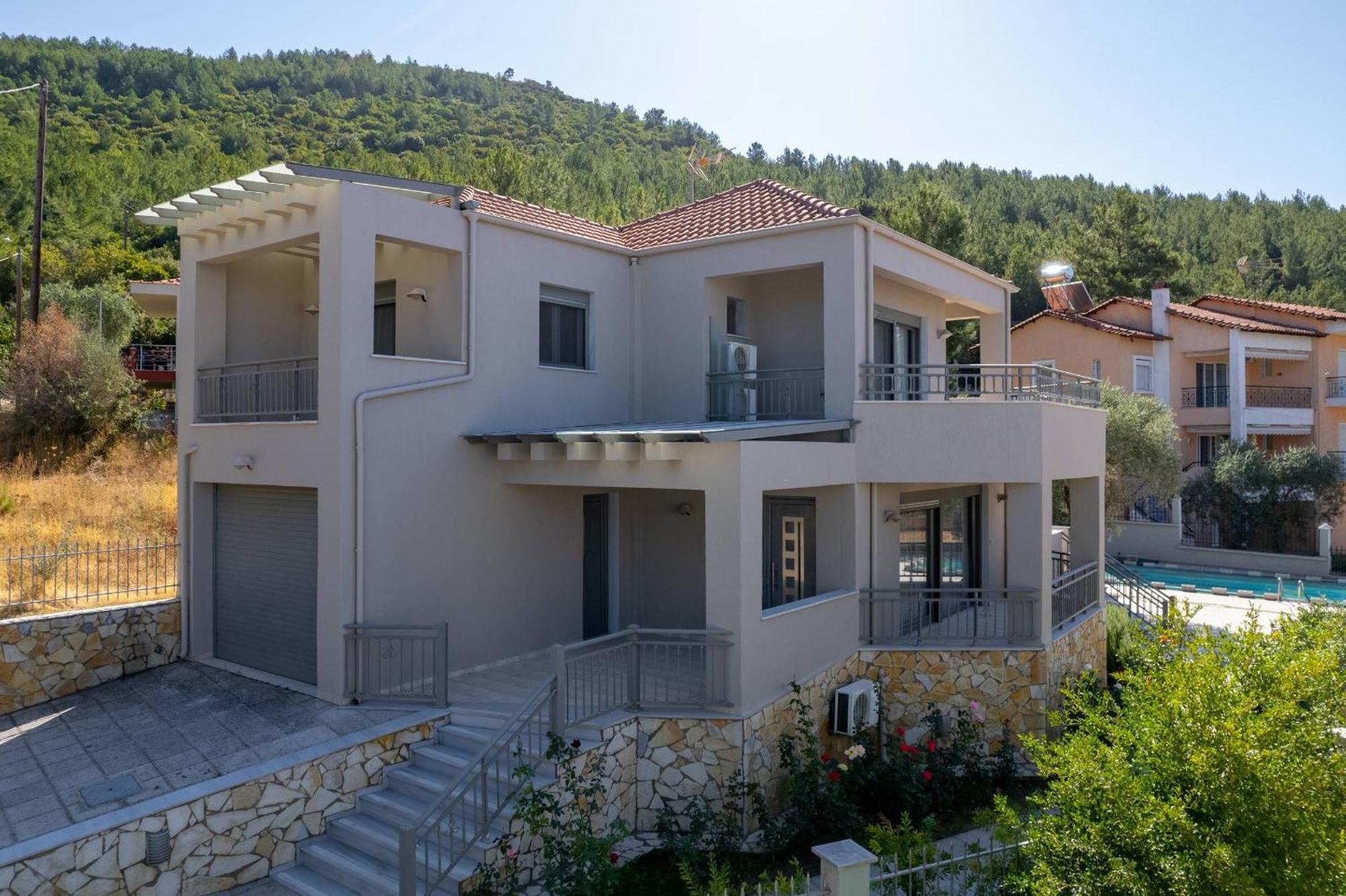 Louloudis Pool Villa Skala Rachoni  Bagian luar foto